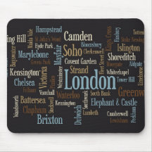 London Text Map Mouse Pads