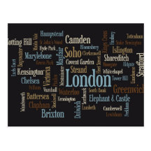 London Text Map Postcards