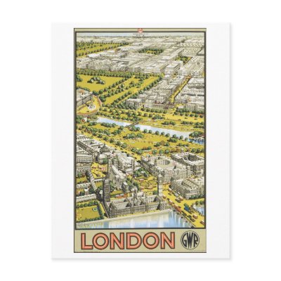 London Vintage Travel Poster Post Card