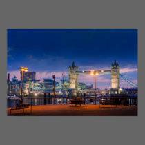 London's Tower Bridge as night falls posters