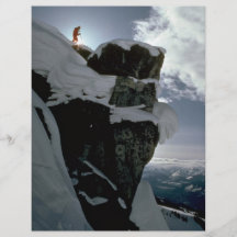 Lone snow skier on top of large rock edge Winter Full Color Flyer