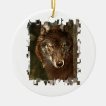 Lone wolf christmas tree ornament