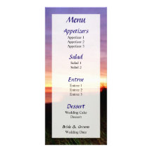 Lonely Beach at Sunrise Norfolk VA Wedding Menu... Personalised Rack Card
