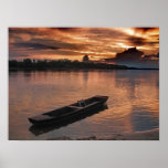 Lonely Boat at sunset on Danube river Print
