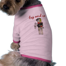 Lonely boy and cat doggie t shirt
