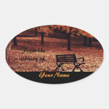 lonely fall bench library sticker plate