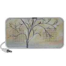 Lonely Tree in Winter Acrylic Painting Notebook Speakers