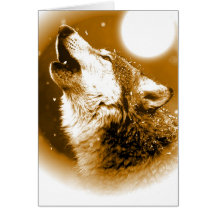 Lonely Wolf Howling at Moon Cards