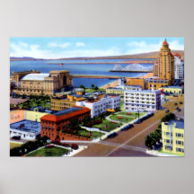 Long Beach California Birds Eye towards Ocean fron Print