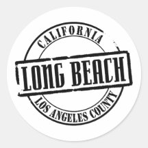 Long Beach Title Round Stickers