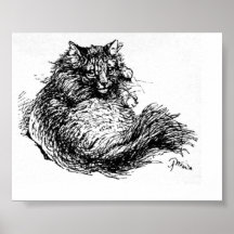 Long Haired Cat Artwork Posters