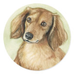 "Long Haired Dachshund" Dog Art Stickers