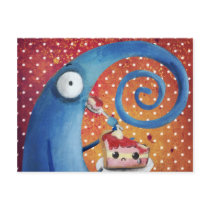 Long-Nose Creature cought in the act postcards