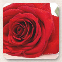Long Stem Red Rose Cork Coasters