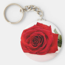 Long Stem Red Rose Keychain
