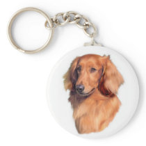 Longhaired Dachshund keyring Key Chain