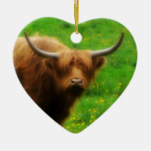 Longhaired LongHorn with Long Horns Christmas Tree Ornament