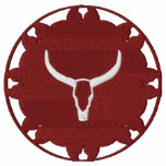 Longhorn on Leather Wheel Native American Design embroidered shirts
