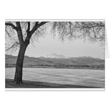 Longs Peak Winter View Black and White Greeting Cards