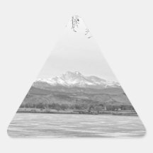 Longs Peak Winter View Black and White Triangle Stickers