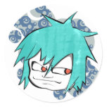 Look into my anime eyes round sticker