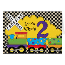 Look Who's 2 Birthday Train Cards
