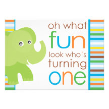 Look Who's Turning One - Elephant Invites