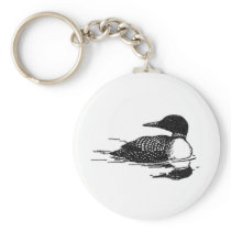 Loon Line Art Keychain