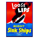 Loose Lips, Might Sink Ships Post Cards