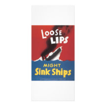 Loose Lips Might Sink Ships Vintage War Poster Rack Cards