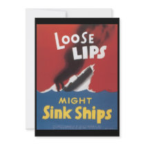 Loose Lips Sink Ships World War 2 Custom Invite