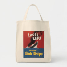 Loose Lips Sink Ships World War 2 Tote Bags