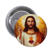 Lord Jesus Christ and the Sacred Heart Pinback Buttons