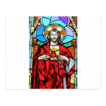 Lord Jesus Christ stained glass window Post Card