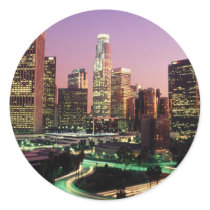 Los Angeles Night Lights Round Stickers