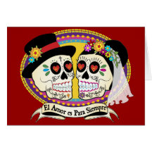 Los Novios Sugar Skull Card (Spanish)