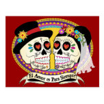 Los Novios Sugar Skull Postcard (Spanish)