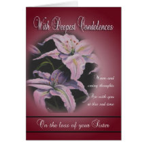 Loss of Sister - With Deepest Condolences Card