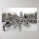 Lots of bicycles in winter in Amsterdam Netherland posters