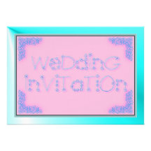 Lots of flowers pink & blue Wedding Invitation