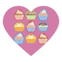 Lotsa Cupcakes Pink Heart Sticker