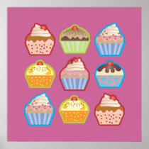 Lotsa Cupcakes Pink Poster
