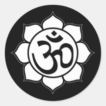 Lotus Flower Aum Symbol Round Sticker