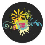 Lotus Flower Color Burst Round Sticker