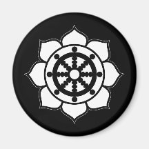Lotus Flower Dharma Wheel Fridge Magnet