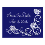 Lotus Flowers Save the Date Postcard (indigo)