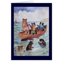 Louis Wain's Swimming Cats Greeting Card