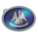 Louisiana brushed metal flag belt buckle