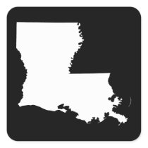 Louisiana in White and Black Square Sticker