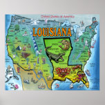 Louisiana USA Map Poster